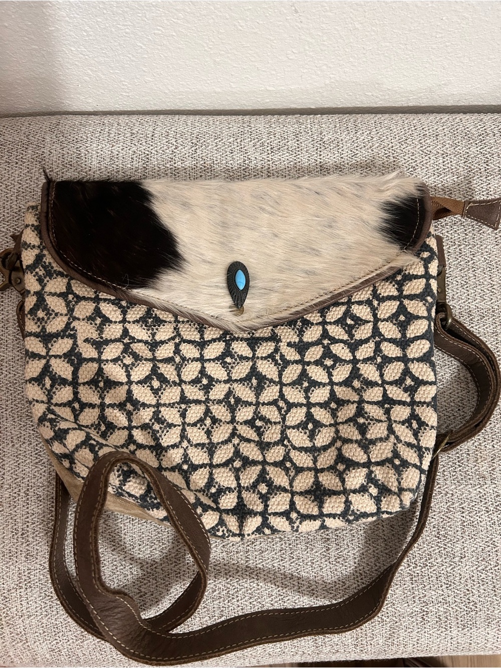 Crossbody cow print purse
